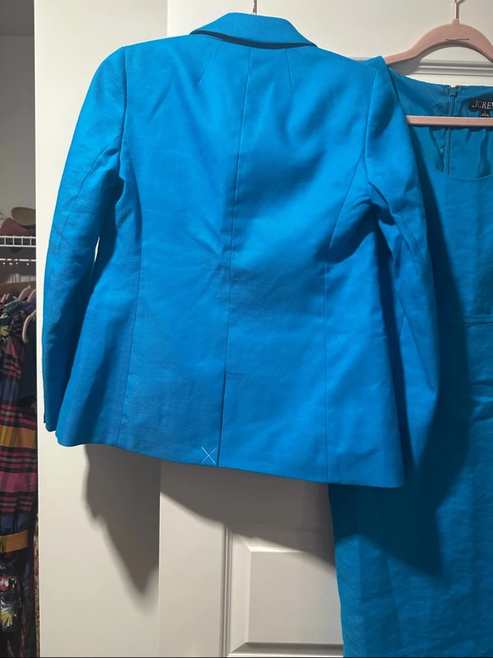 J. Crew Bright Turquoise Linen-Blend Blazer & Sheath Dress size 0 - Picture 6 of 8